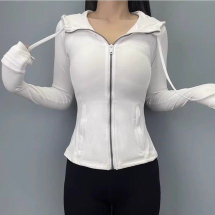 Lulu Same Style Spring and Autumn Women's Sports Jacket Yoga Clothes Top Casual Outdoor Collar Long Yoga Long Sleeve Jacket