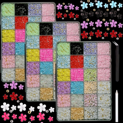24 grid cartoon nail accessories mix cute cookies donuts candy nail accessories diy handmade material box