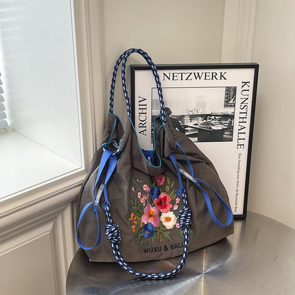 New Canvas Bag Embroidered Shopping Bag Tote Bag Large Capacity Bag Women's Handbag Crossbody Bag