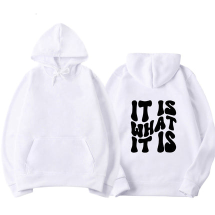 Cross-Border Export Women's Fleece Hoodie New Style Back Letter Print Hooded Sweatshirt Harajuku Hooded Top