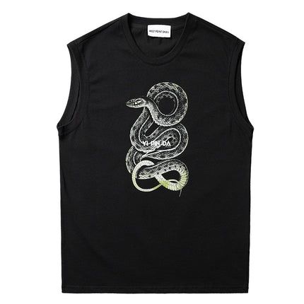 Kangli Direct Spray Trendy Brand Men's Spray Printing Alphabet Flower Snake All-match Short-sleeved Fashionable Couple Casual Vest Loose T-shirt