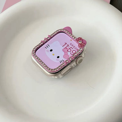 Suitable for AppleWatchS10 diamond kt cat watch case s9 diamond apple case s8/s7 half bag protective case