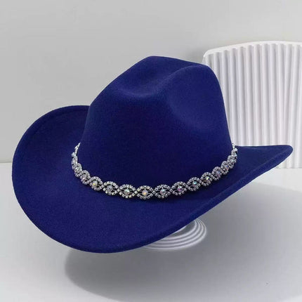 Solid Color Light Board Felt Western Cowboy Hat Outdoor Autum Hat Women's Simple French Hat Men's High-End