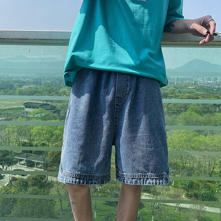 Men's Denim Shorts Trendy Brand Ins Summer Design Niche Five-Point Shorts Trendy Outerwear Loose Large Shorts