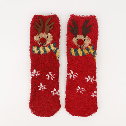 Christmas socks women's Christmas tree socks winter thick warm coral fleece sleep socks cartoon elk snowman