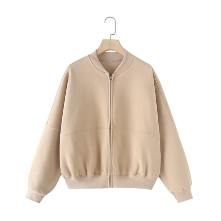 European and American Style Zipper Bomber Jacket Jacket Style Sweatshirt 3399802 Loose High Waist Velvet Pants 319980