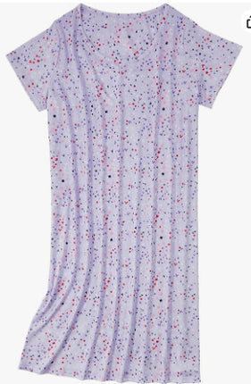 2025 European and American Amazon Spring and Summer New Short-Sleeved Cartoon Printed Nightgown Home Wear Women's Casual Style Dress