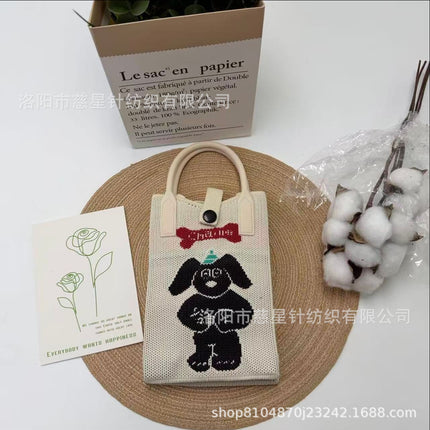 Girl's Heart-Shaped Knitted Crossbody Bag
