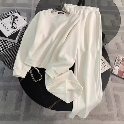 2025 early autumn new casual sweater sports suit wide leg pants two-piece design fashion sports suit women