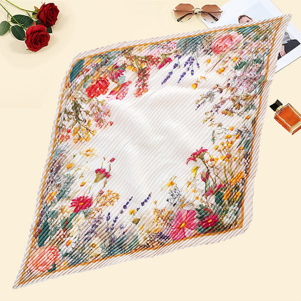 New wrinkled small square scarf female Korean imitation silk printed wrinkled small scarf Joker scarf decorative scarf wholesale