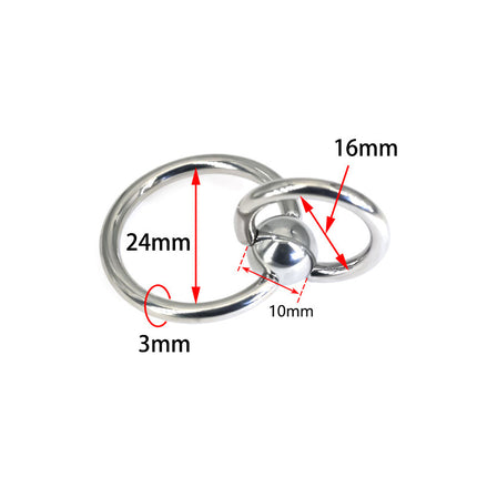 24/28mm Piercing Jewelry Shady Ring Collar Double Ring Pure Titanium Steel Male Piercing Large Inner Diameter Piercing Jewelry PA Ring