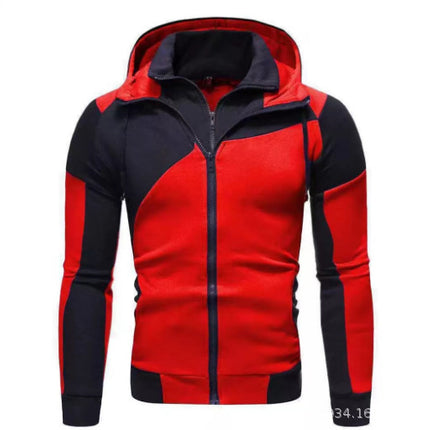 Cross-border Winter Men's Fleece-lined Hoodie Fashion Double Zipper Cardigan Sweater Casual Sweatshirt Jacket