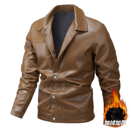Ruilu-Leather) New Jacket Men's Vertical Collar Spring and Autumn Jacket Fashion Trendy Men's Casual Jacket Decorative Jacket Wind Outside