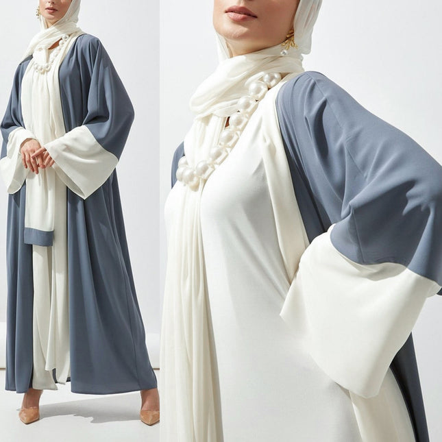 Mid-Length Dubai Clothing Sun-Protective Patchwork Cardigan Robe