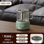 600ML / Mechanical single pot + tea drain [cream green]