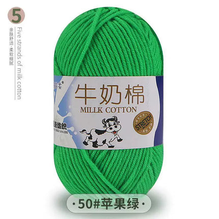 Five-Strand Milk Cotton Yarn Wholesale Medium-Thick Yarn Crochet Doll Shoes Scarf DIY Knitting Material Kit Crochet