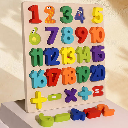 Cross-border wholesale three-dimensional wooden puzzle digital shape letter puzzle baby enlightenment early education children's educational toys