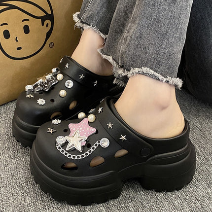 New 10cm Thick-Soled Eva Clogs for Women, Outer Wear, Height-Increasing Toe-Toe Slippers, Women's New High-Heeled Shoes, Women's Sandals