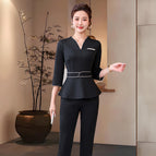 Black mid-sleeve trousers / S