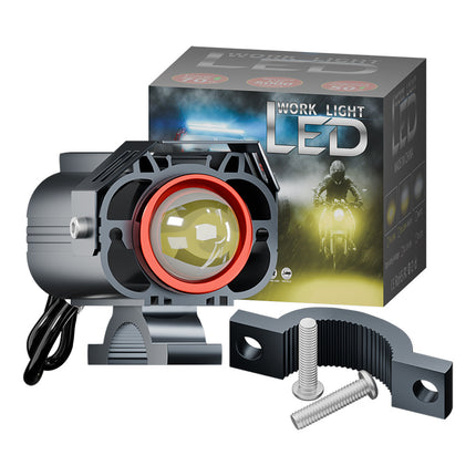 Cross-Border Motorcycle Led White and Yellow Double Low Beam Big Face Cat External Electric Vehicle Spotlight Headlight Modification