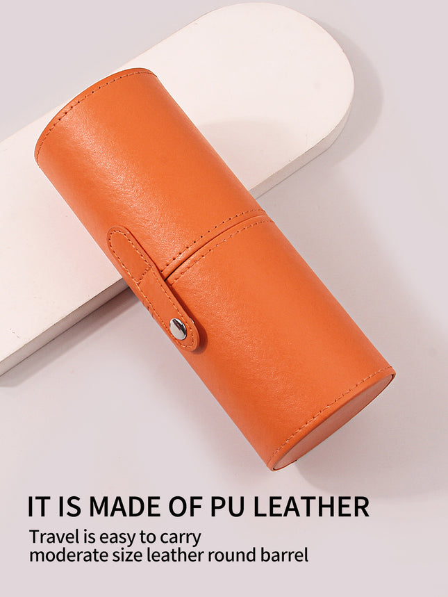 Cosmetic Brush Storage Case Large Capacity Cosmetic Desktop Pen Case Portable Multifunctional PU Leather Nail Art Eyebrow Pen Bucket