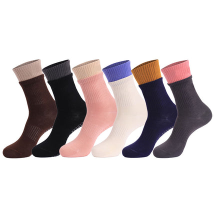 Double Socks Mouth Design Interior Mid-tube Floor Socks Women's Non-slip Spot Glue Socks Sweat Absorbing Breathable Pilates Yoga Socks