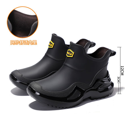 Spring and Autumn Trendy Cool Fashionable Men's Short Rain Boots Sports Men's Waterproof Rubber Shoes Thickened and Widened Non-Slip Men's Foreign Trade Rain Boots