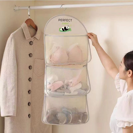 New socks storage multi-layer wardrobe net bag hanging bag hanging underwear underwear finishing bag dormitory hanging artifact
