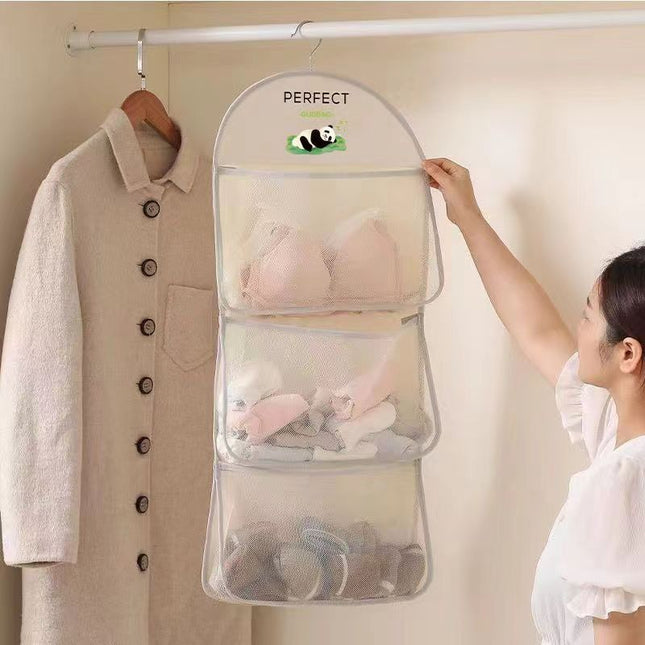 New socks storage multi-layer wardrobe net bag hanging bag hanging underwear underwear finishing bag dormitory hanging artifact