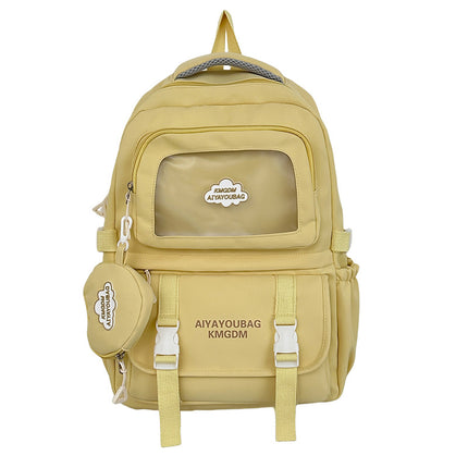 Customized Student Schoolbag Cream Style Cute Backpack Logo Print Computer Bag Junior High School Students Japanese Style Simple Backpack