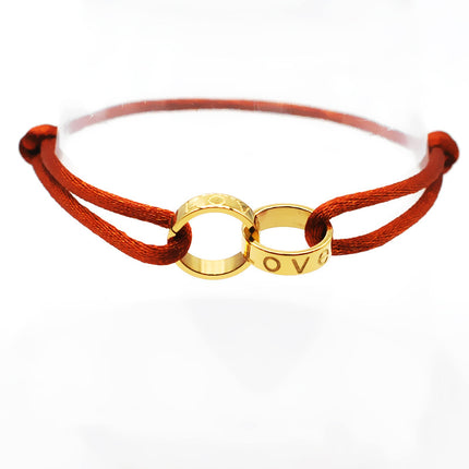Cross-border supply Foreign Trade hand-woven couple stainless steel bracelet love double ring bracelet adjustable bracelet