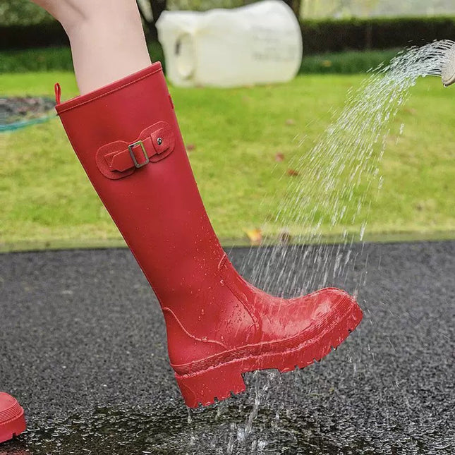 Rain Boots for Women, Fashionable Outer Wear High Rain Boots, New Internet Celebrity Water Shoes, Adult Water Boots, Non-Slip Waterproof Thick-Soled Rubber Shoes