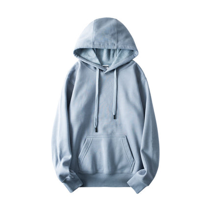Red Tiger Year Wei Yi 500g plus velvet night gray hooded Wei Yi simple solid color sports hoodie men's and women's coat