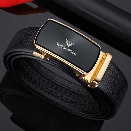 King Paul Belt Men's Genuine Leather Automatic Buckle Business Simple Belt Alloy Trousers Belt Men's High Sense
