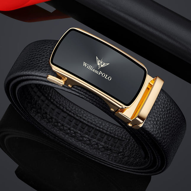 King Paul Belt Men's Genuine Leather Automatic Buckle Business Simple Belt Alloy Trousers Belt Men's High Sense