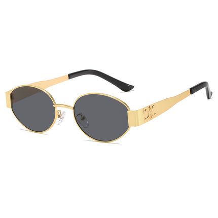 Round Frame Metal Sunglasses Women's High Sense Women's Driving UV Protection Photographing Sunglasses Trendy Retro Fashion Small Frame