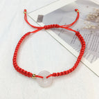 White safety buckle braided red bracelet