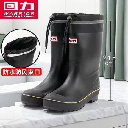 Pull-back Rain Boots 589 Men's Mid-tube Outdoor Rain Boots Fishing Car Wash Special Water Shoes Rider Drawstring Non-slip Rubber Shoes