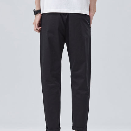 Summer Thin Pure Cotton Casual Pants for Men, Slim Straight-Leg High-End Slim-Fit Cropped Pants, Stretchy and Trendy for Boys