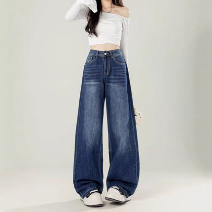 Wide-Leg Jeans for Women 2025 New Spring and Autum High-Waisted Loose Casual Floor-Length Pants That Do Not Stick to the Legs Trendy