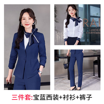 Stewardess Uniform Professional suit Female Spring and Autumn Fashion Front Desk Beautician Work Clothes Female Professional Temperament Suit Dress
