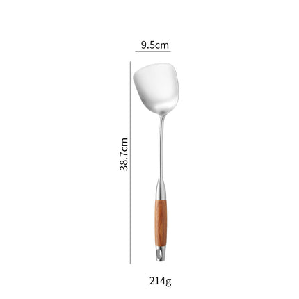 Cross-Border Kitchenware 316 Stainless Steel Spatula for Cooking Household Soup Spoon Rosewood Handle Spatula Kitchen Utensils Frying Spoon