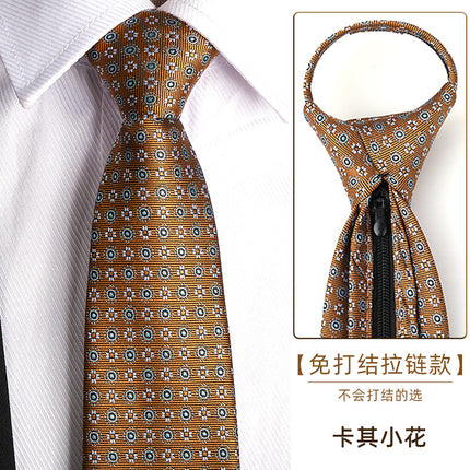 Dress Business Tie Men's and Women's Groom Wedding Black Zipper Korean Narrow No Lazy Striped Bow Tie Plaid