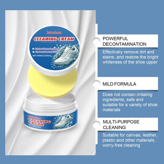 JAKEHOE Small White Shoe Cleaning Cream No Water Washing for Upper Stain-removing Bright White Multifunctional Shoe Cleaning Cream