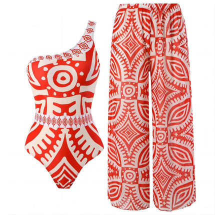 European and American one-piece swimsuit bikini suit bikini conservative belly-covered beach skirt chiffon wrap skirt hot spring swimsuit
