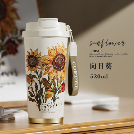 New Ceramic Thermos Coffee Cup for Girls, a Lucky Charm with High Aesthetic Value, Double Drinking Cup, Lily of the Valley Gift Cup