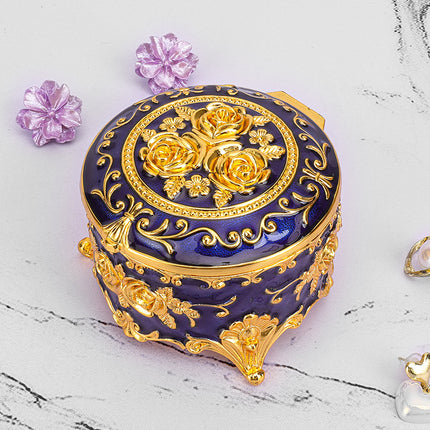 European Style Retro Light Luxury Princess Jewelry Box Metal Jewelry Box Exquisite Enamel Color Necklace Jewelry High-end Storage Box