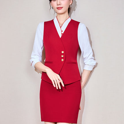 Sales department professional vest suit female stewardess hotel front desk cashier overalls property customer service beautician tooling