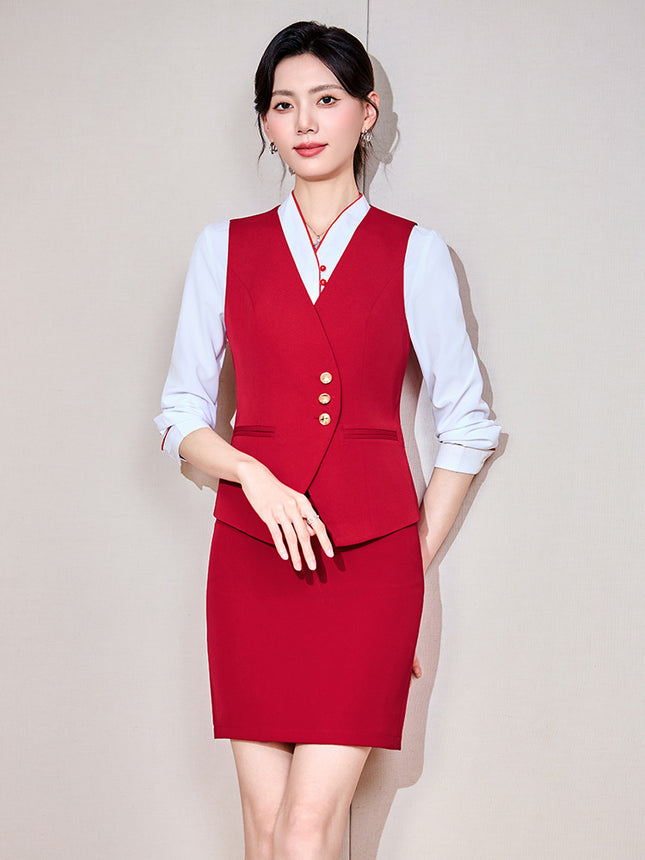 Sales department professional vest suit female stewardess hotel front desk cashier overalls property customer service beautician tooling