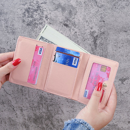 Factory wholesale short small tri-fold clip bag women's coin purse large capacity multi-function multi-card card wallet